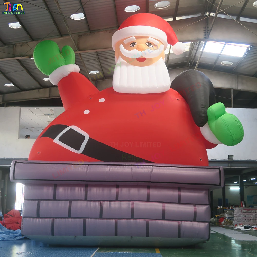 

Free Door Shipping Xmas Advertising Promotion Giant Inflatable Santa Claus on Chimney