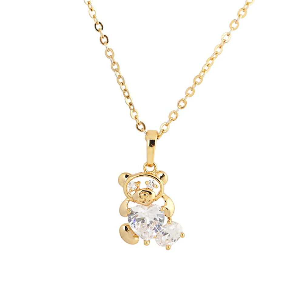 

Women Necklace Simple Fashion Little Bear Shape Micro-inlaid Zircon Personalized Neck Decor for Lady (Golden)