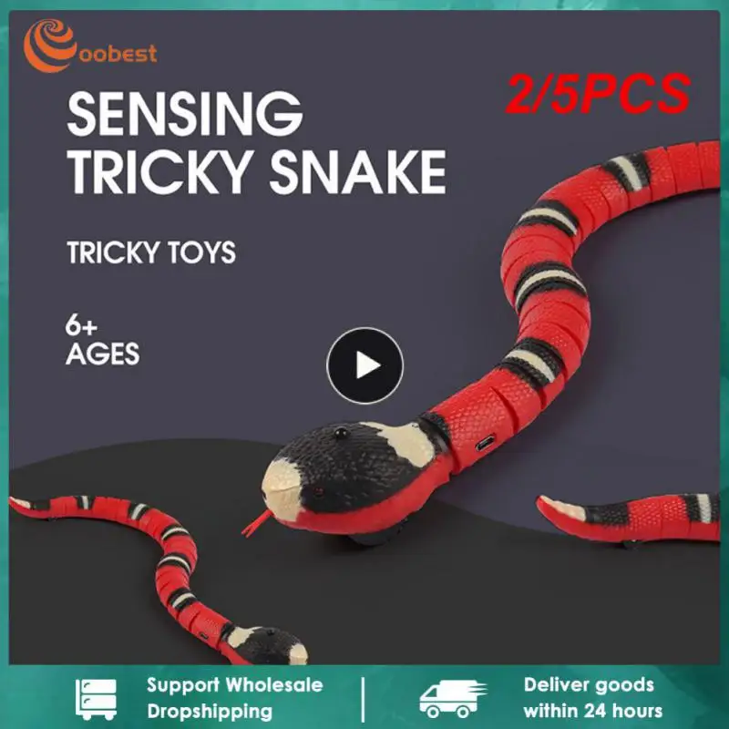 

2/5PCS Smart Sensing Cat Toys Interactive Automatic Eletronic Snake Cat Teaser Indoor Play Kitten Toy USB Rechargeable for Cats