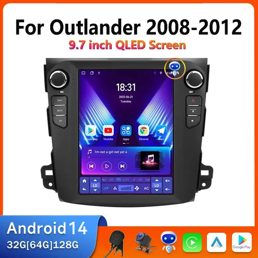 

Android 14.0 Car Radio for Mitsubishi Outlander 2 2005 - 2012 2 Din Multimedia Player GPS 2din Wireless Carplay Auto Stereo DVD