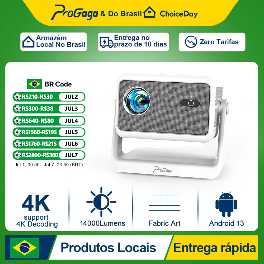 Progaga Pg370 Max Projetor Full Hd 1080P para Filmes, Projetor Wifi Android, Sma - imagem 1