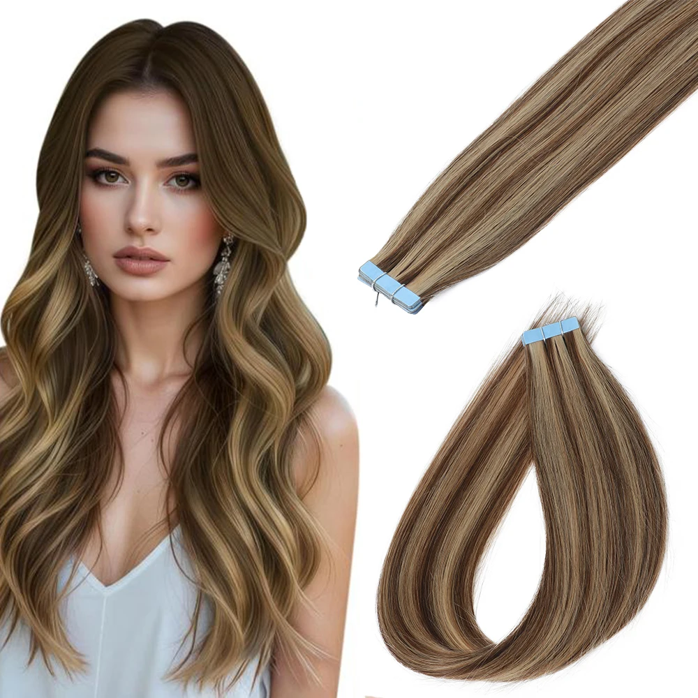 

Невидимая лента для наращивания волос из 100% натуральных волос Remy для бесшовного слияния, долговечная, 16 дюймов, подходит для любого оттенка.