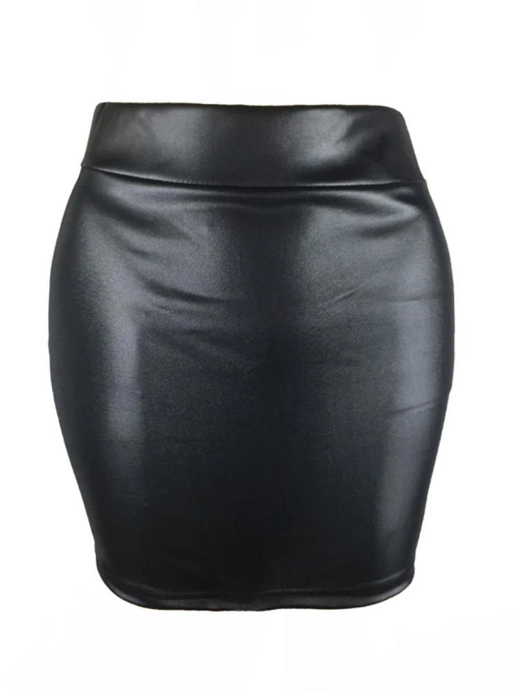 

Matte Color PU Imitation Leather Mini Skirt Women High-waist Fittness Slim Skirts Office Lady Vintage Bodycon Skirt Club Party