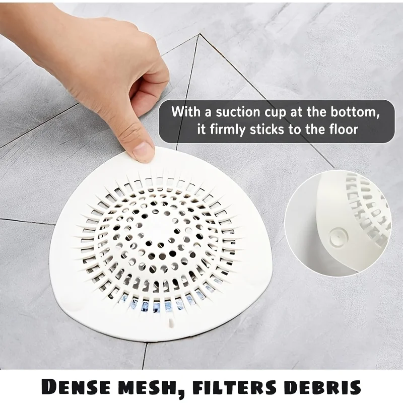 1pc White Silicone Shower Drain Hair Catcher - Anti-Clog, Lightweight, Efficient Water Flow for Bathroom Use   5.0   1 Rev