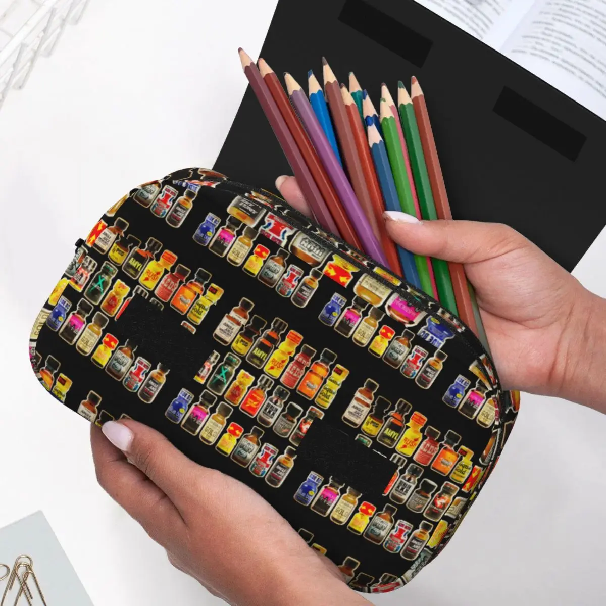 Poppers Bottles Gay Rush Jungle Juice Amyl Inhaler Pencil Cases Pen Holder Hard Shell Leather Large Capacity Pen Box Pencil view 5