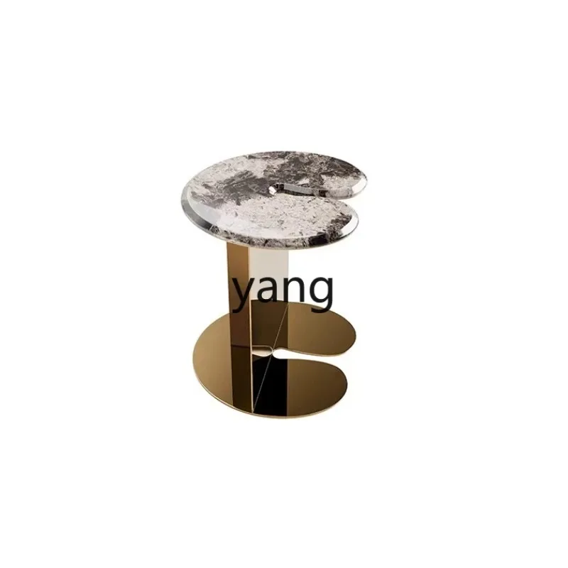 LMM Italian minimalist corner table mobile natural marble edge table light luxury high sense