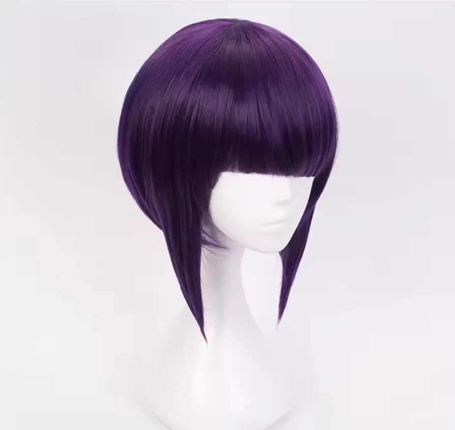 Anime My Hero Academia Jiro Kyoka Cosplay Wigs Black Purple Short Straight Wigs for Women Halloween Cosplay Party