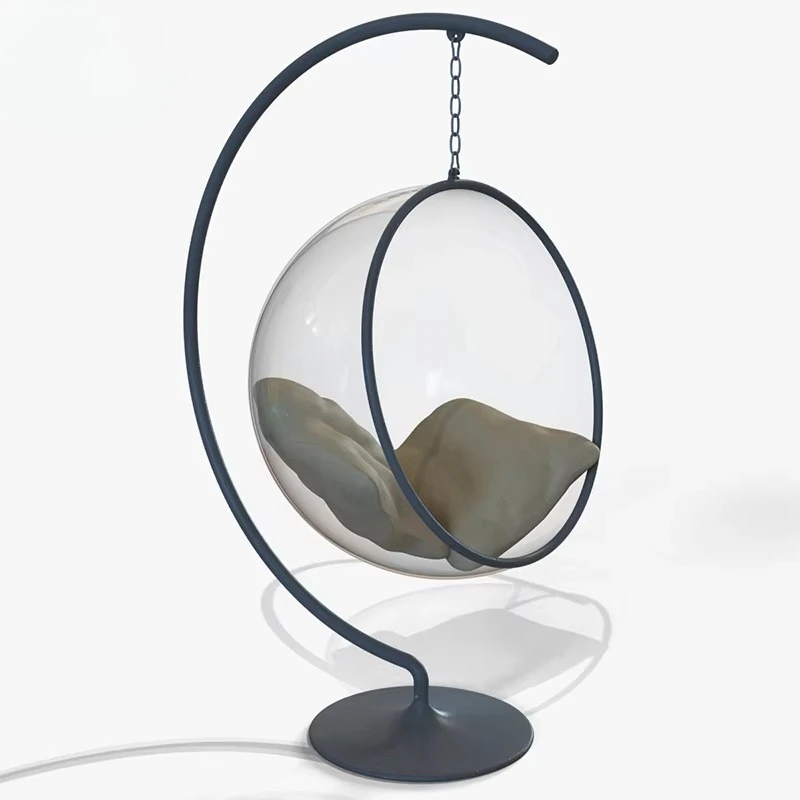 

-Outdoor courtyard garden gold glass acrylic transparent glass fiber egg swing chair