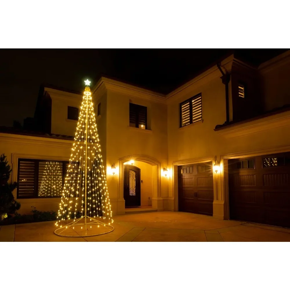 

192 Inch 16 Foot Outdoor 3x Bright Version Warm White LED Cone Tree with Foldable Base and Wireless Remote Control Christmas