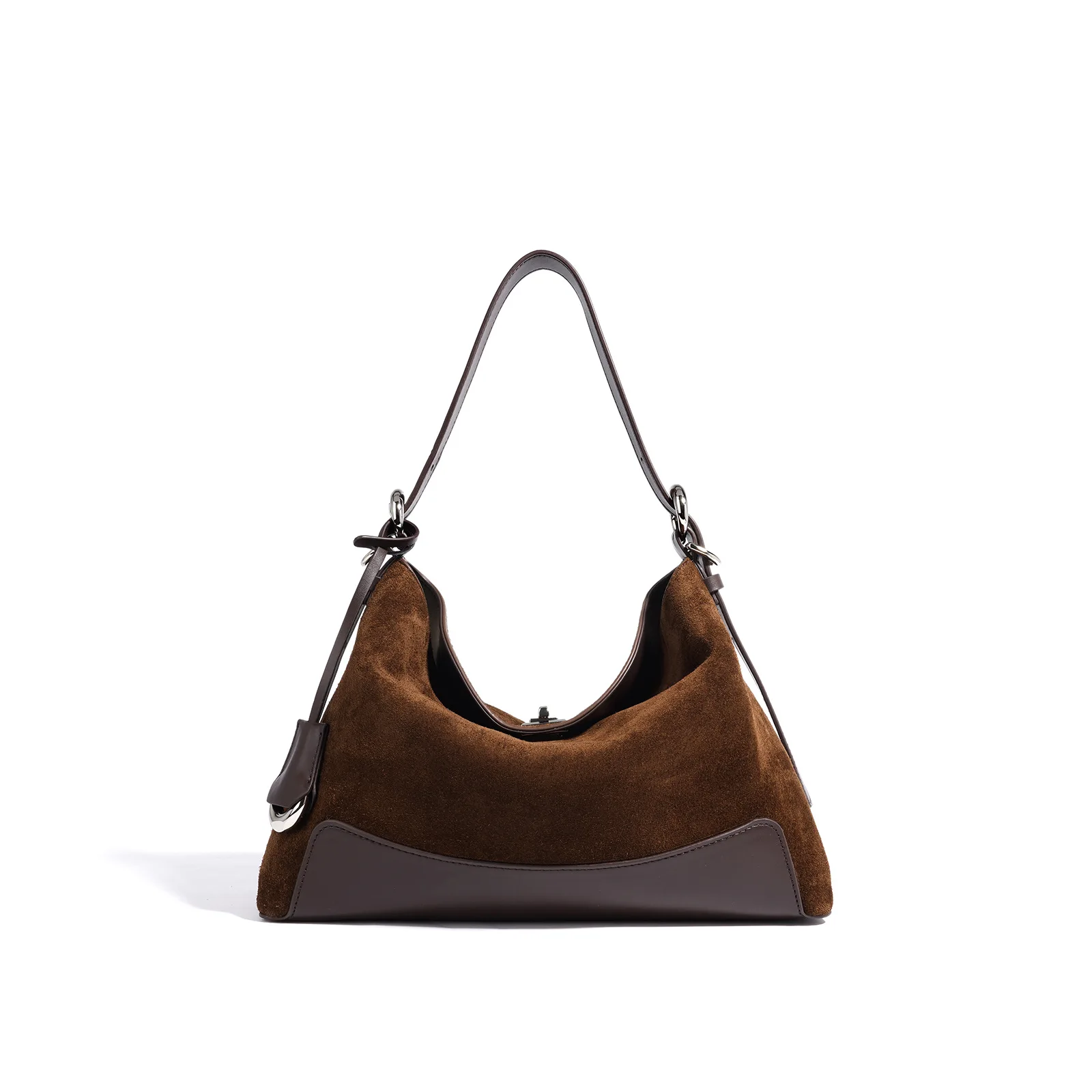 Women Frosted Split Cowhide Soft Hobo Shoulder Bag Adjustable Strap Twist Lock 3 Ways Crossbody Bag For Daily Office Commute