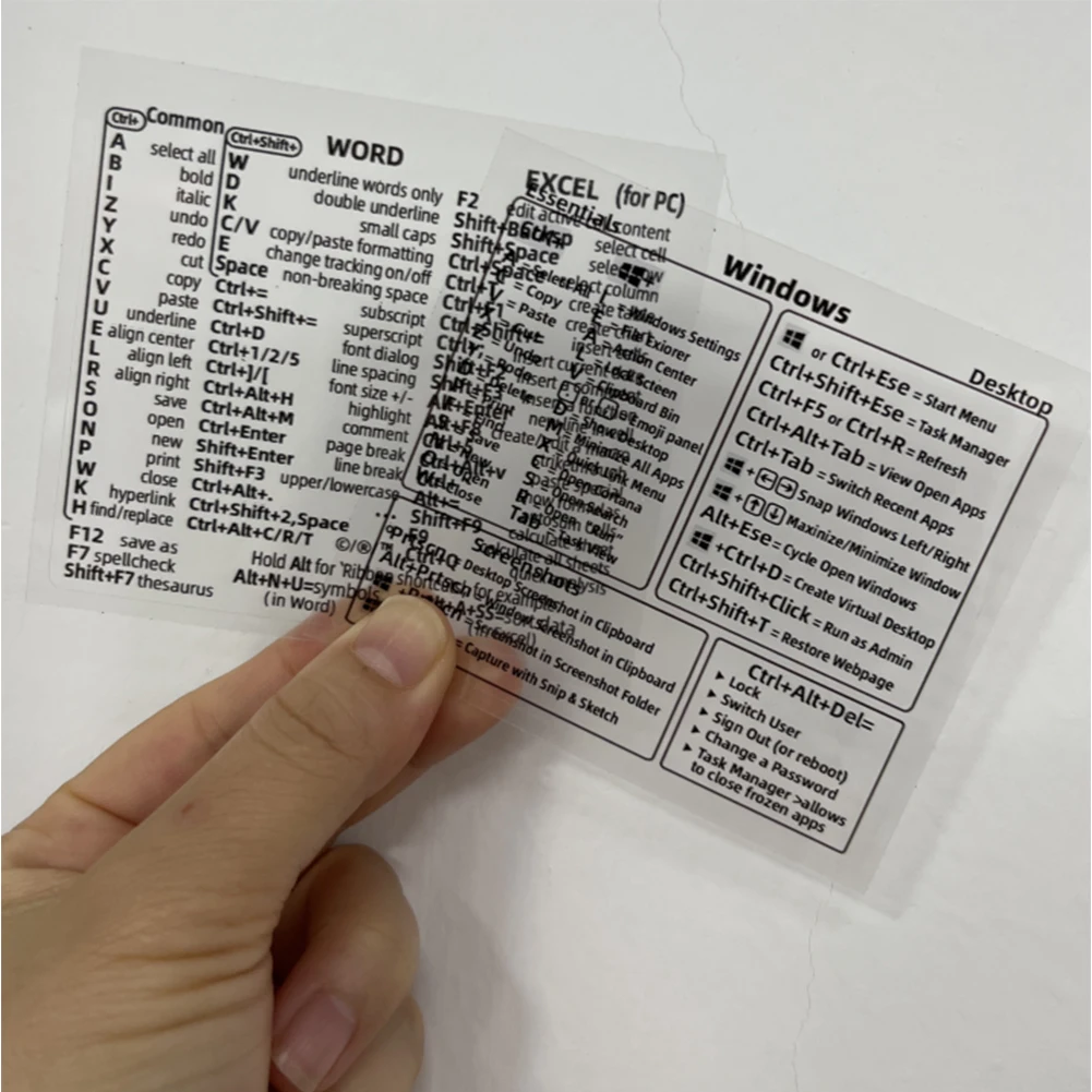 2ชิ้นเดสก์ท็อปที่สะดวกประสิทธิภาพซอฟต์แวร์สำหรับแล็ปท็อปมืออาชีพคู่มืออ้างอิงรวดเร็วสติกเกอร์แป้นพิมพ์ลัด