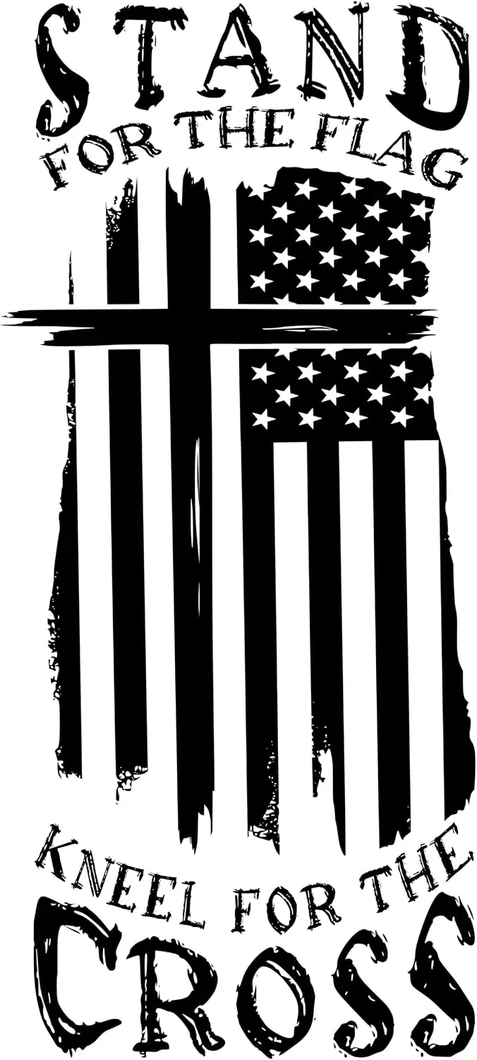 2 Pack Stand For The Flag Kneel For The Cross Weatherproof PVC Vinyl Sticker For Vehicle Window And Travel Case Decal