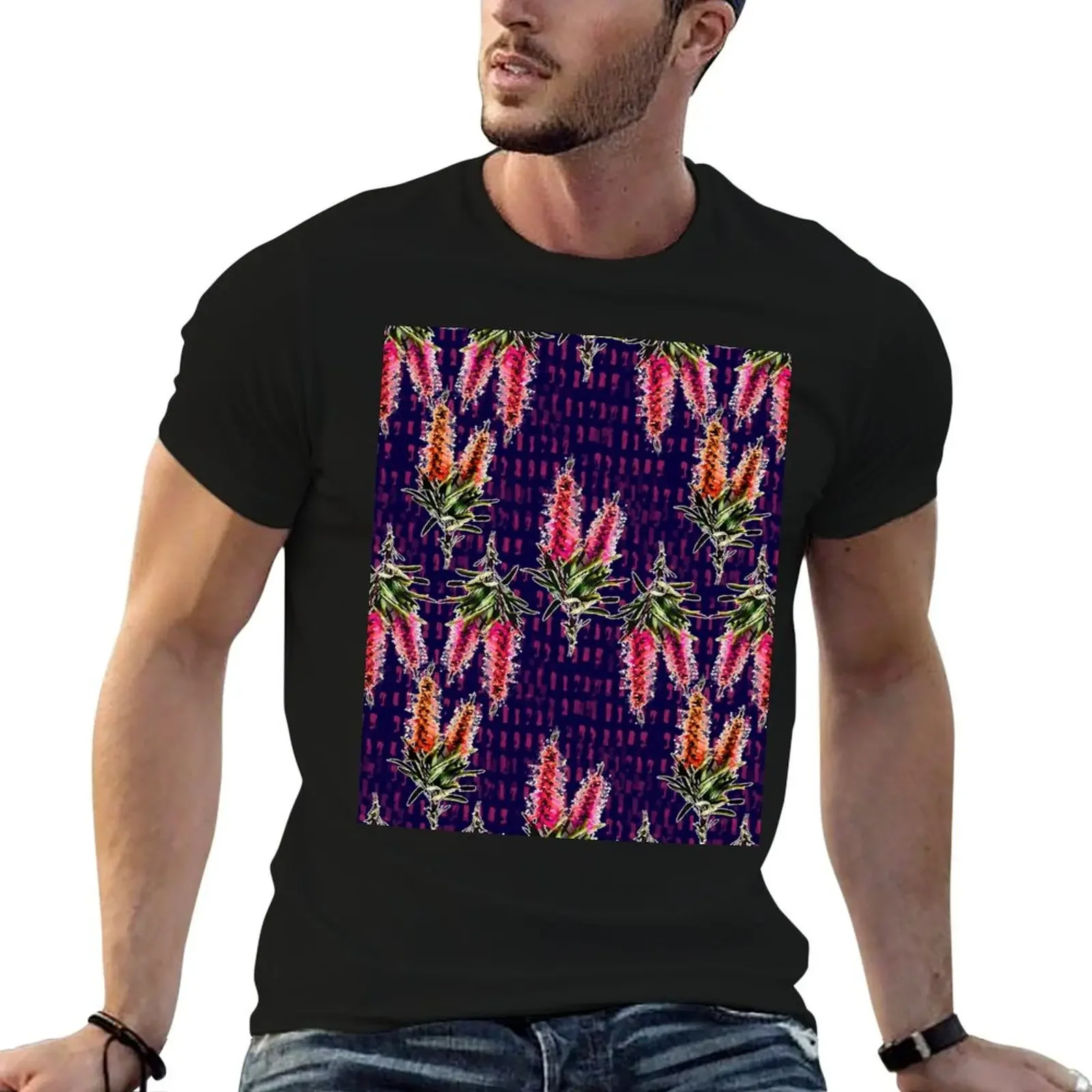 

Native Australian Floral Print T-Shirt aesthetic clothes for a boy sweat vintage graphic tee mens designer t shirt