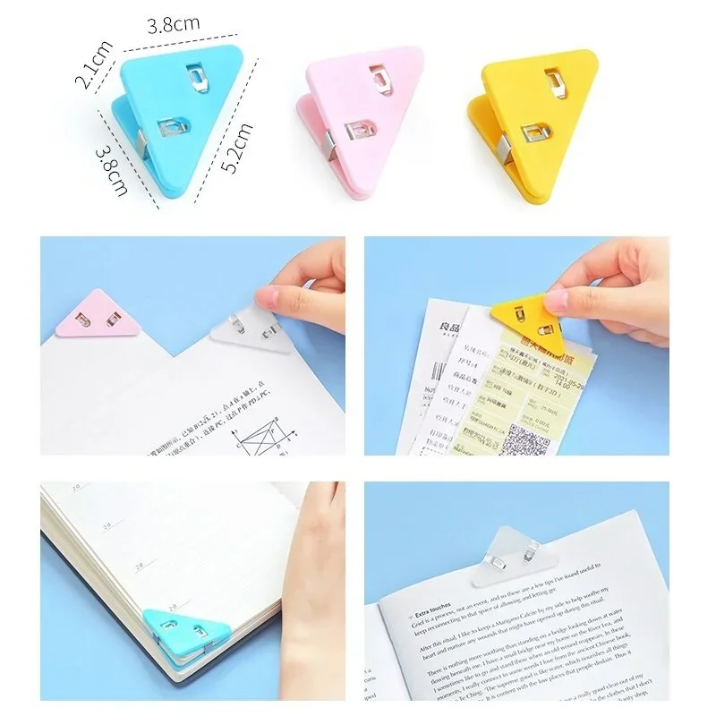 5pcs Color Corner Clips Set Triangle Transparent Page Holder Index Clamp Clip for About 40 Sheets Stationery Office School