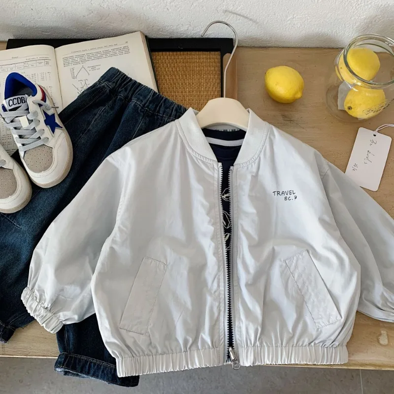 Fashionable children spring clothing boys lightweight jacket student stylish jacket kids trendy brand cartoon jacket breathable