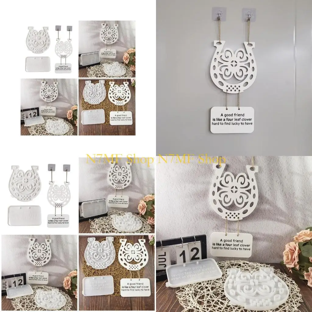 

N7MF четырехлистный клевер, дверное подвесное украшение, силиконовая форма, легкосъемная штукатурка, дверные знаки, аксессуары,