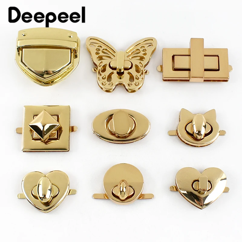 2 szt. Metalowe złote zamki do toreb Klamry Turn Twist Closure Lock Clasp Handbag Purse Decoration Latch Buckle DIY Hardware Accessories