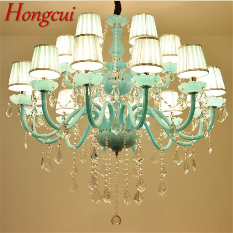 

Hongcui Blue Crystal Pendent Lamp Luxurious Candle Lamp Warm Living room and bedroom Children's Room Restaurant KTV Chandelier