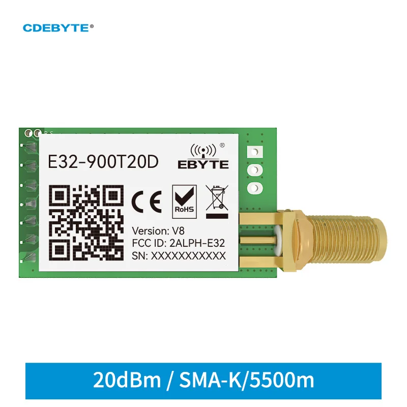 CDEBYTE E32-900T20D V8 LoRa 868MHz 915MHz 20dBm 100mW Wireless RF Module IoT UART Transmitter and Receiver