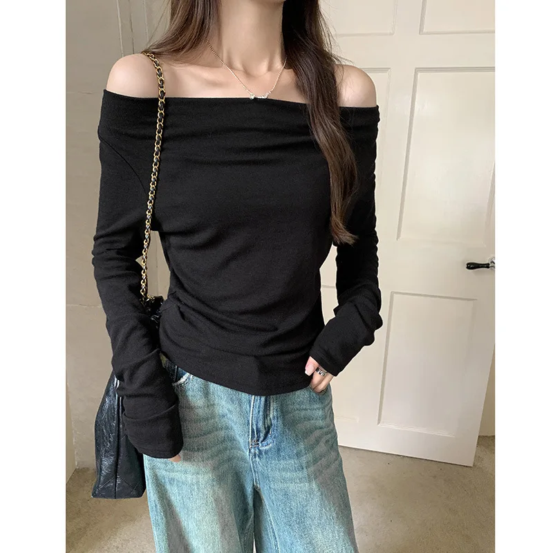 قبالة الكتف تي شيرت Y2K المرأة ساحة طوق تصميم الاسلوب المناسب فريد من نوعه العصرية بارد الحديثة عارضة السيدات الشابات أنيقة #2