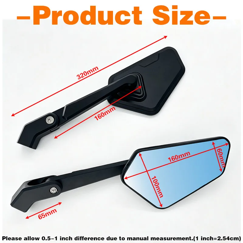 1 Paar universelle 10-mm-Motorrad-Rückspiegel für Honda CB600F Hornet CB1000R CBR600RR CBR1000RR, Seitenspiegel. – Detail 5