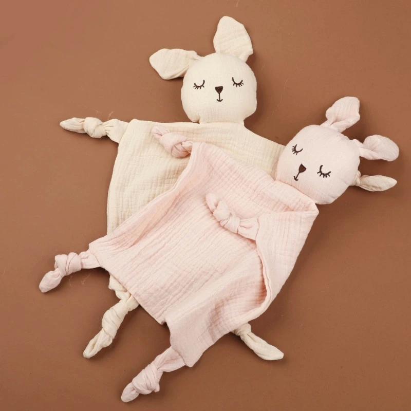 F62D Baby Blanket Cartoon Rabbit Appease Towel Small Comfort and Soothes Handkerchief