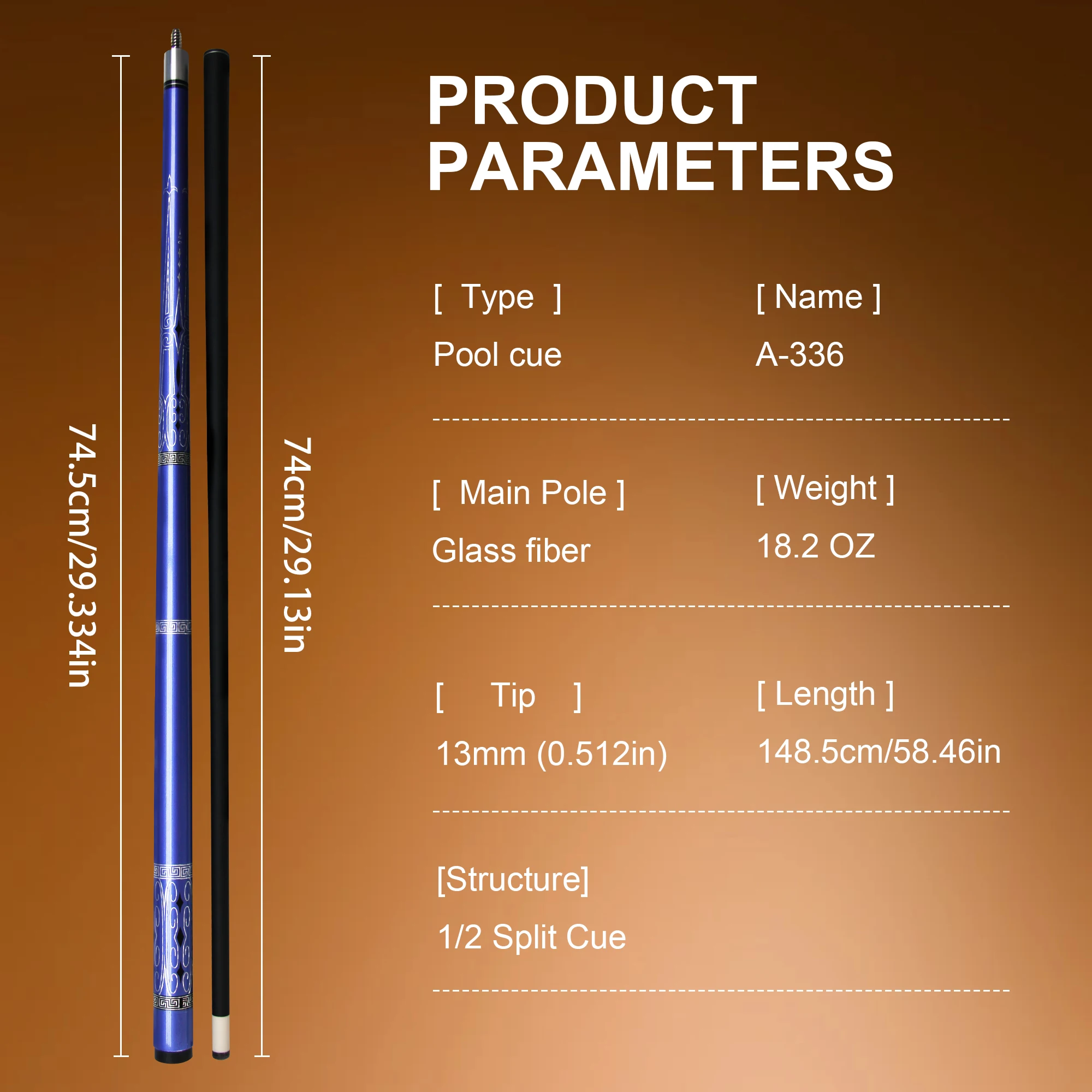 hit productHot Sale   Glass Fiber Pool Cue - 13mm Tip with Fast Three Teeth Connection & Uni-loc Joint  High Quality Blue Color