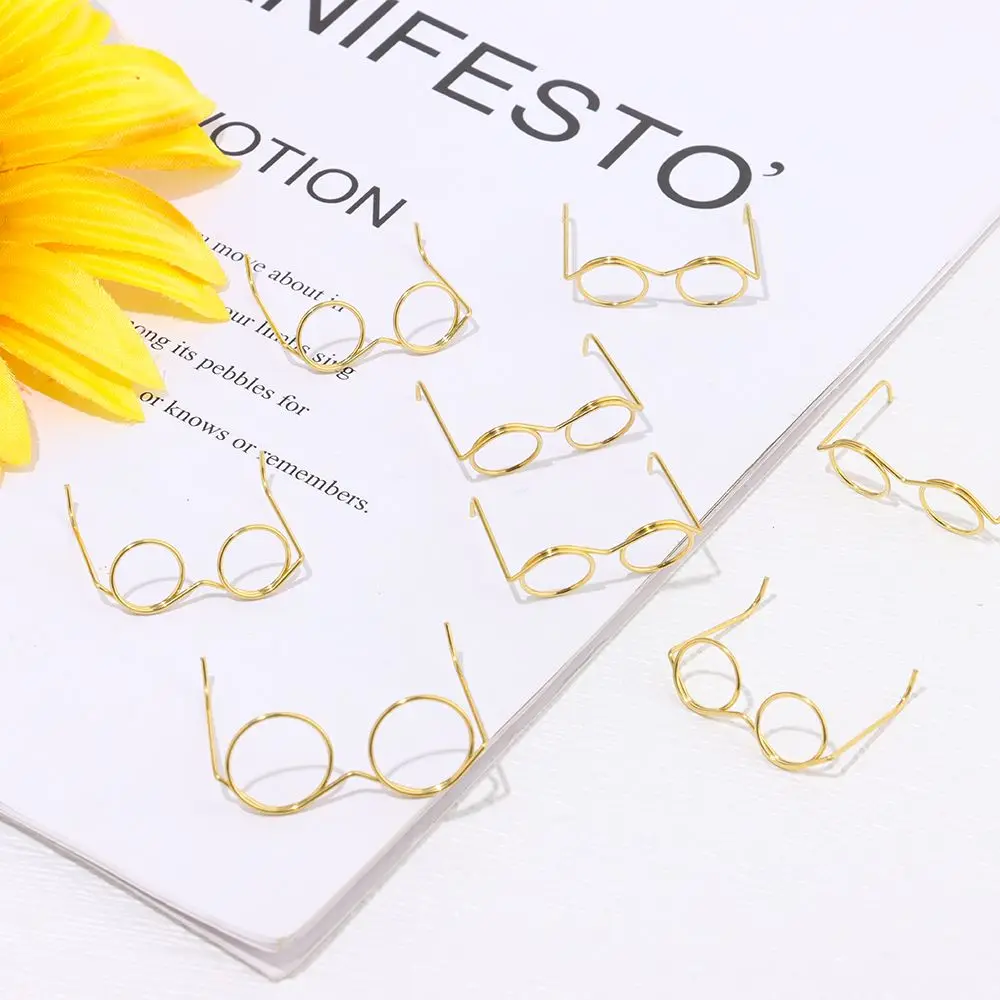 10PCS Golden Round Frame Glasses for Doll Cute Round Frame Lensless Glasses Retro Doll Glasses For Doll Fashion Doll Accessories