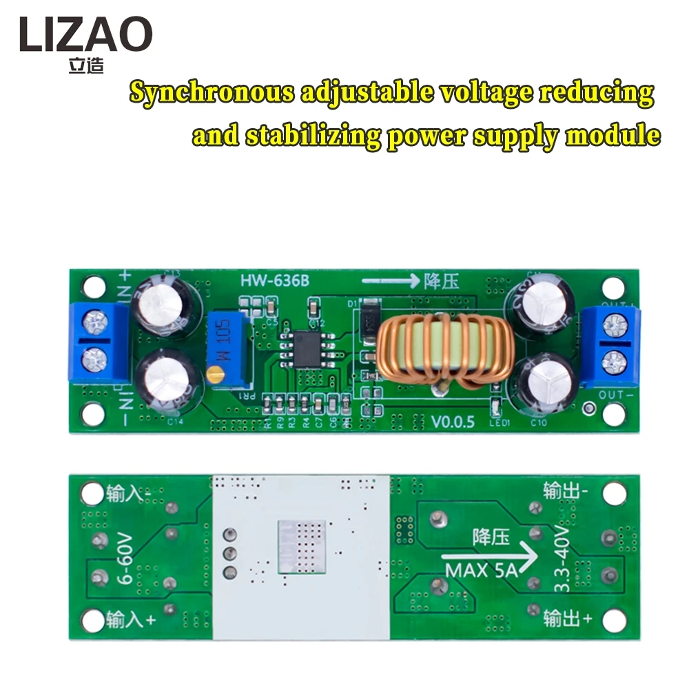 DC-DC 60V Synchronous Rectification Adjustable Step-Down Module Adjustable 10A Regulator Buck Converter Expansion Board Module