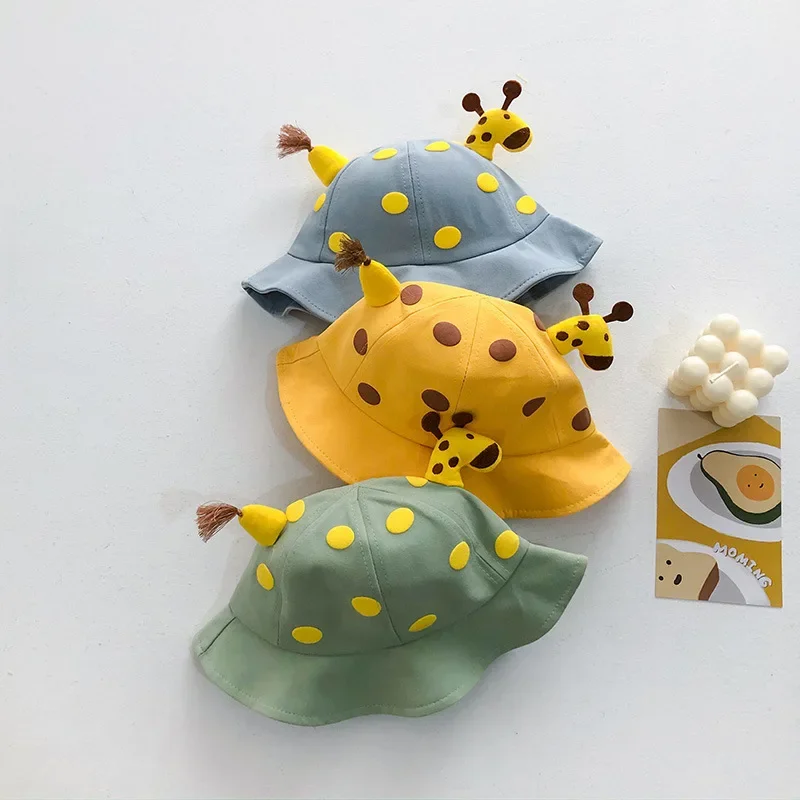 Giraffe Children\'s Fisherman Hat Summer Cute Baby Cartoon Sunscreen Fisherman Hat Outdoor Large Brim Shade Basin Hat