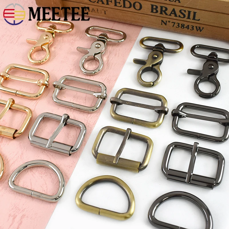 

10Pcs 13-38mm Metal Bag Strap Buckles for Sewing Webbing Trigger Snap Hook Belt Tri Glide Slide Clip Pin Buckle Ring Accessories