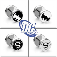 1/2PCS DC Comics Batman Punk Stainless Steel Stud Earrings Black Earrings Set for Men Women Ear Stud Jewelry Accessories Gifts