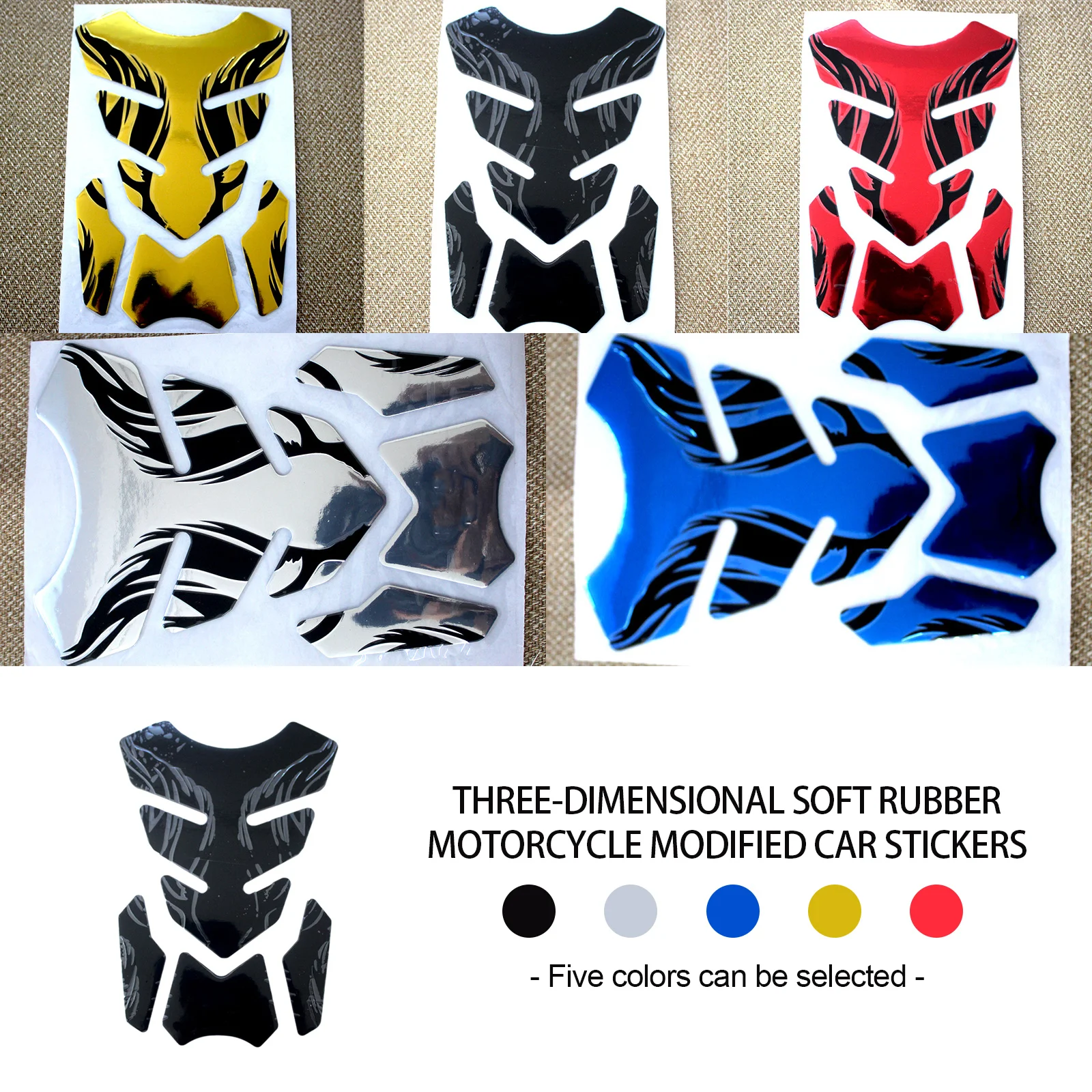 For Honda Yamaha Tankpad Sticker Fishbone 3D Tank pad Stickers Oil Gas Protector Cover Decoration Flame Motorcycle Accessories