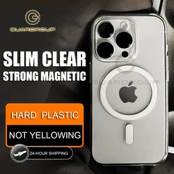 Ultra Thin Crystal Clear Magnetic Wireless Charge Case For Magsafe For iPhone 15 14 13 12 16 17 Pro Max Transparent Hard Cover