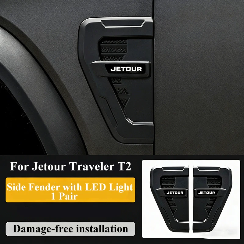 

Боковые накладки на крылья автомобиля с LED-подсветкой для Jetour Traveler T2, неинвазивная модификация, декоративные накладки на передние крылья