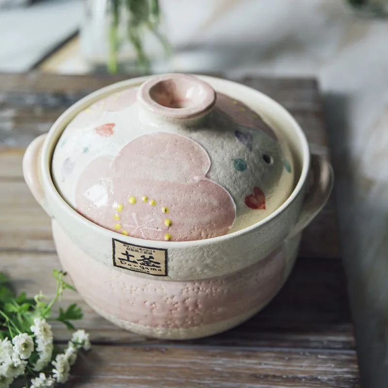 

Глиняная кастрюля с двойной крышкой, 1,1 л/2,2 л, быстрое приготовление на пару риса, термостойкая глина с высоким уровнем исчезновения, бытовая кухонная посуда, инструменты