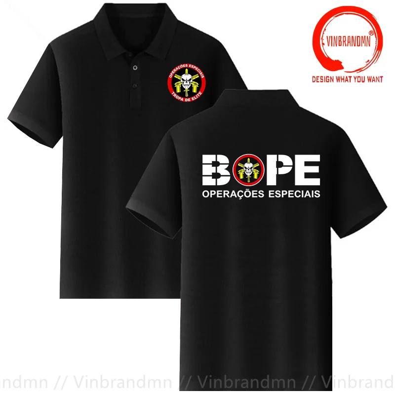 2026 New Summer Harajuku BOPE Tropa De Elite Brazil Special Elite Forces Polo Shirts High Quality Mens Classic Shirts