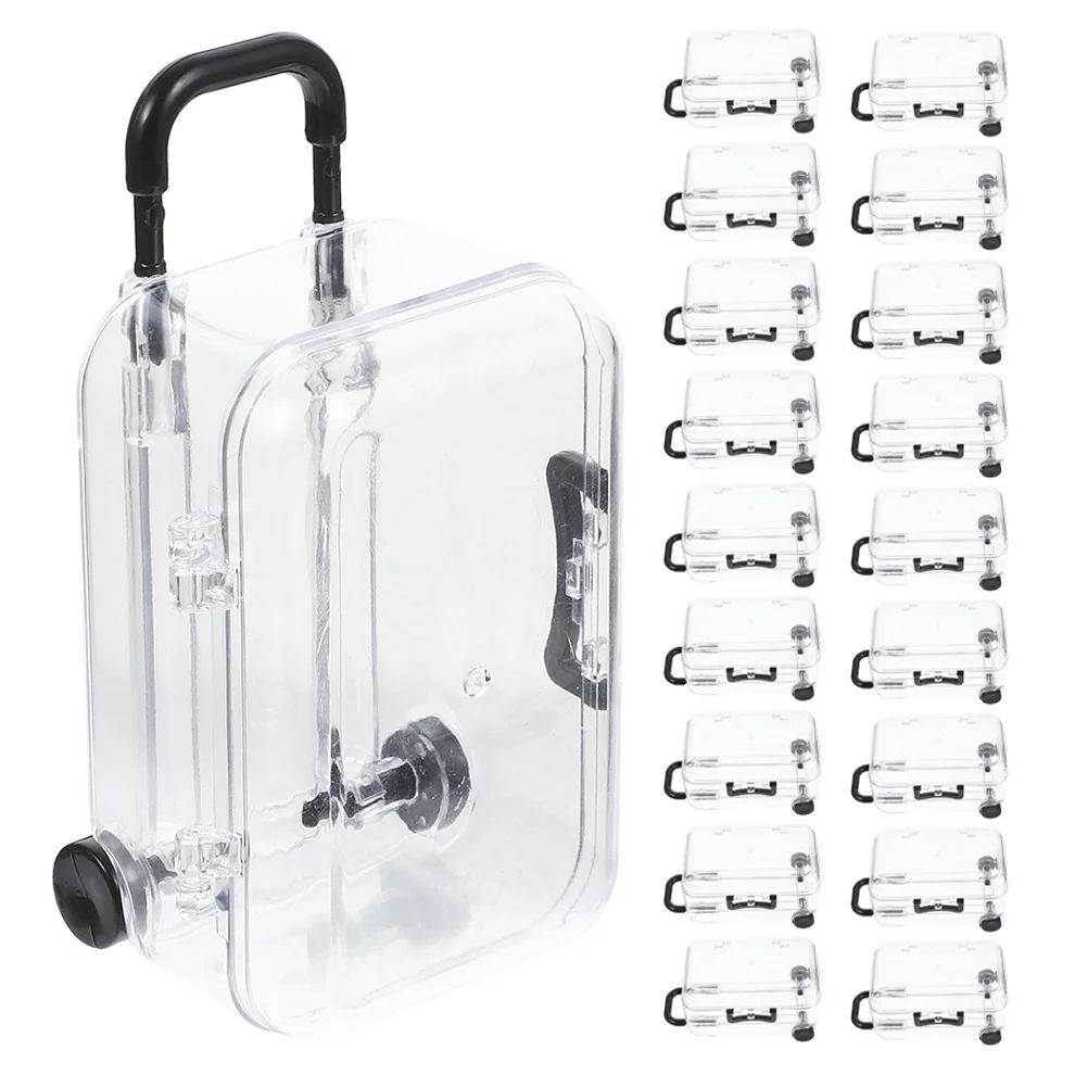 

24Pcs Cute Plastic Suitcase Candy Box Small Treat Container with Trolley Handle for Party Favors Events Snack Storage