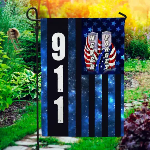 In Memory of 911 Never Forget American Firefighter Police EMT Libert Garden Flag