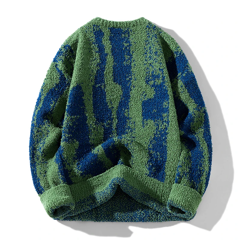 Nieuwe populaire gradiënt trui trui casual ronde hals gebreide heren trui heren trui gestreepte trui