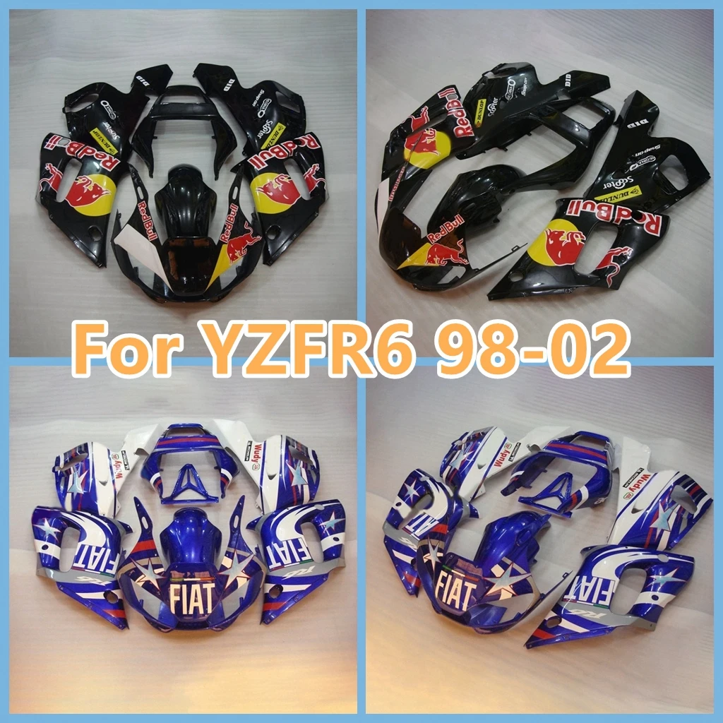 New ABS Motorcycle Fairings Kit Fit For YAMAHA YZF- R6 1998 1999 2000 2001 2002 98 99 00 01 02 Black with Stickers Bodywork Set