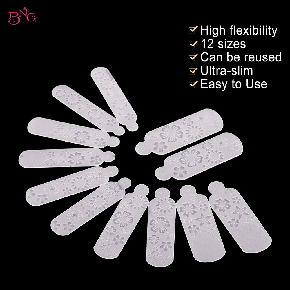 12PCS Flowers Silicone Dual Nail Forms Mold Sticker Manicure Stickers for Poly Nail Gel Forms French Nail Art Molds Silicone Pad
