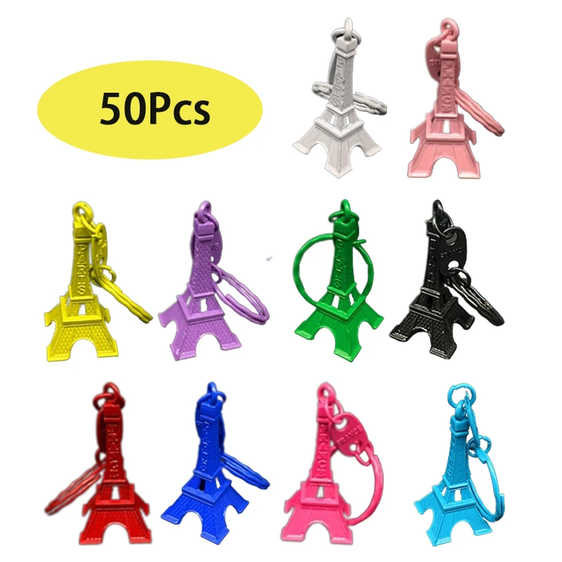 50pcs Paris Eiffel Tower Keychains Metal Creative Model Keyring For Christmas Gift