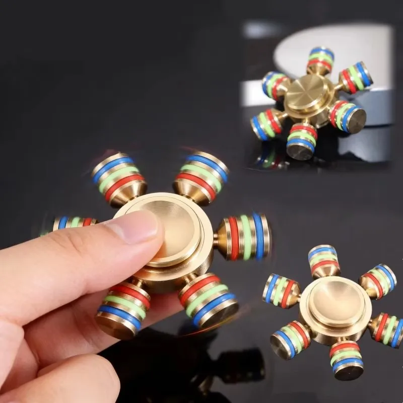 

6-Arm Metal Hand Spinner Decompression Fidget Toy for Adults & Kids EDC Gadget for Anxiety Stress Relief Anti-Anxiety Juguete