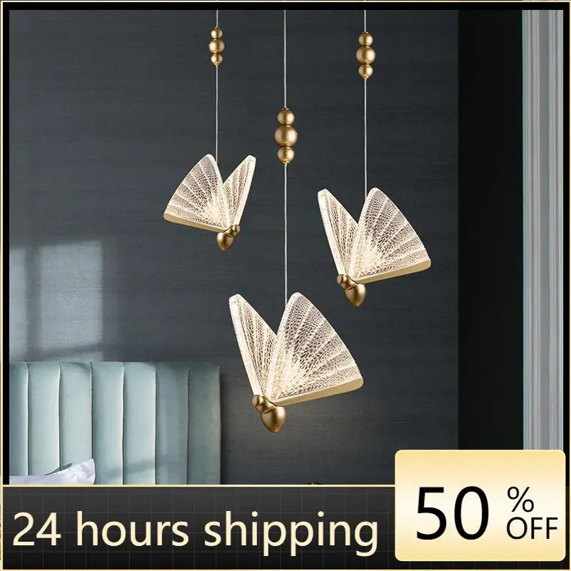 

Modern LED Butterfly Pendant Light Fixture Luminaire Bedroom Hanging Lamps Bedside Living Room Home Deco Indoor Shop Decoration