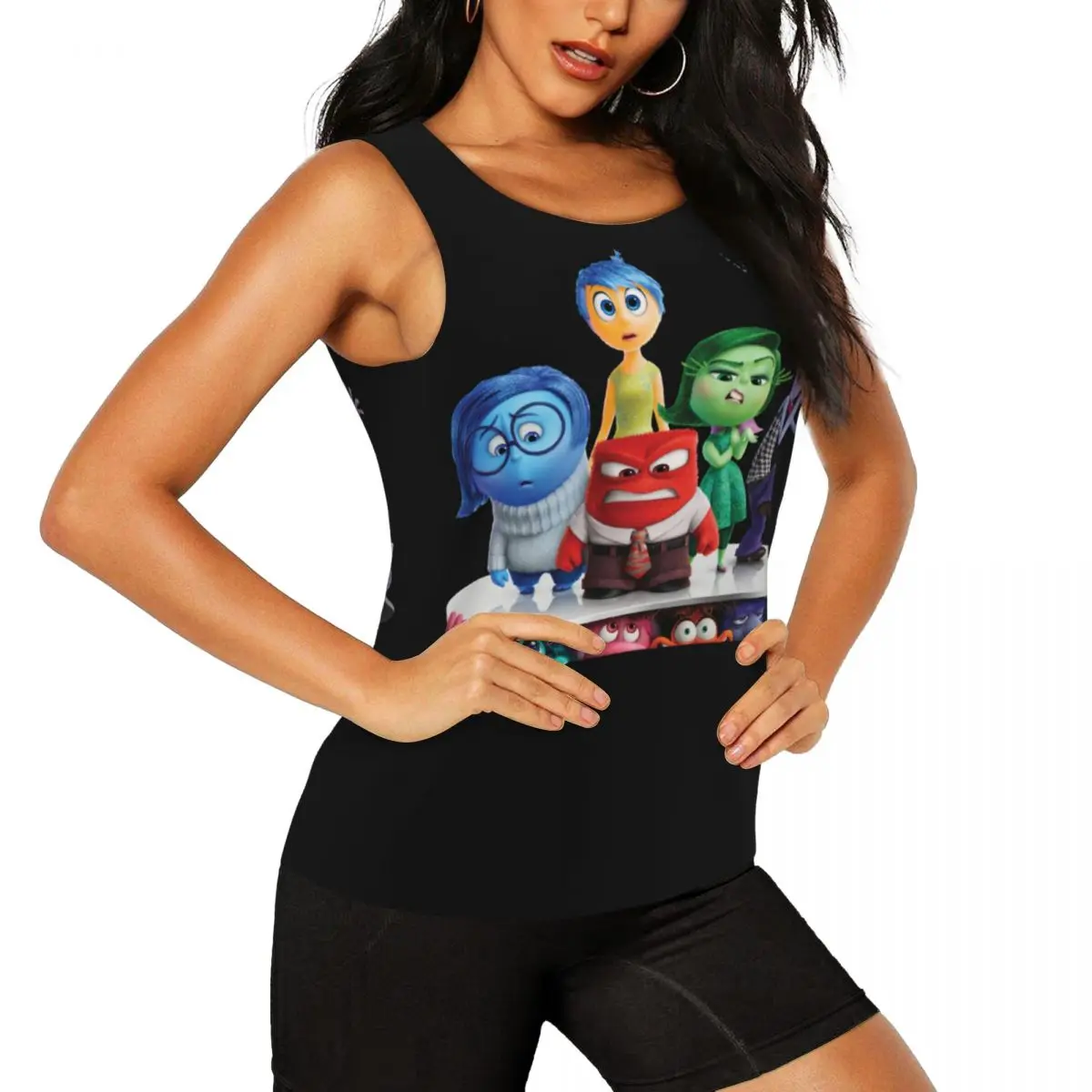 Custom Inside Out Character Shot Workout Tank Tops for Women Quick Dry Sleeveless Yoga Shirt