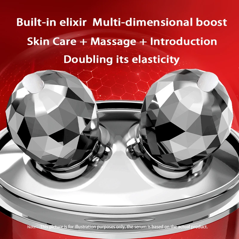 360 Rotation 3D Facial Roller Massager USB Rechargeable Anti-Wrinkle Face Lifting Device with Moisturizing Container
