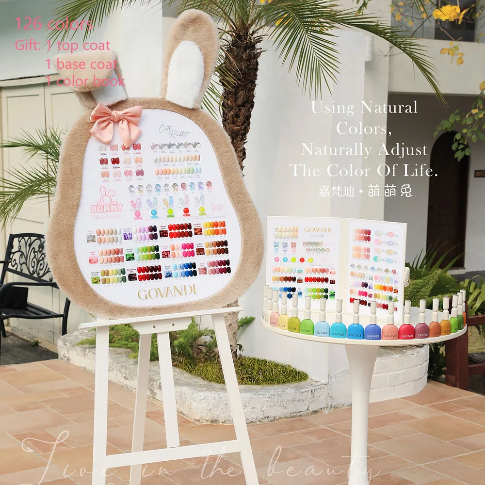 

126pcs Nail Gel Polish Set With Color Book Glitter Full Coverage Soak Off UV LED French Nail Jelly Pink Nude Collection 15ml