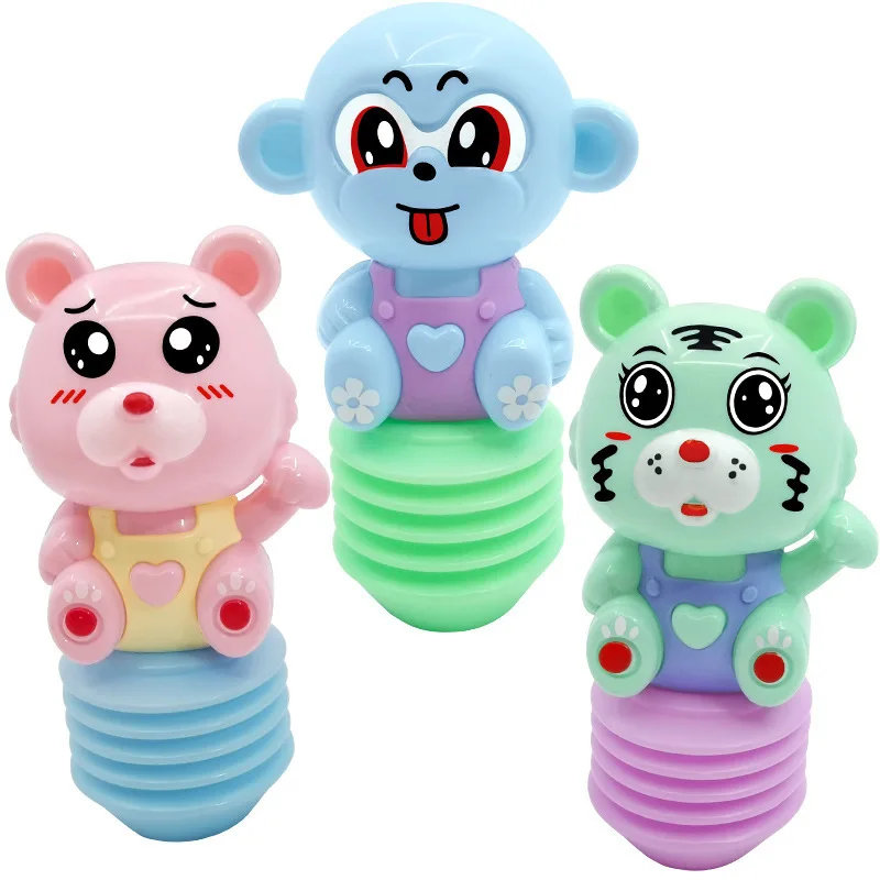 2Pcs Cartoon Cute Animal Press BB Sound Airbag Hand Bell Baby Soothing Toy Rattle Baby Interactive Funny Rattle Toys Gifts