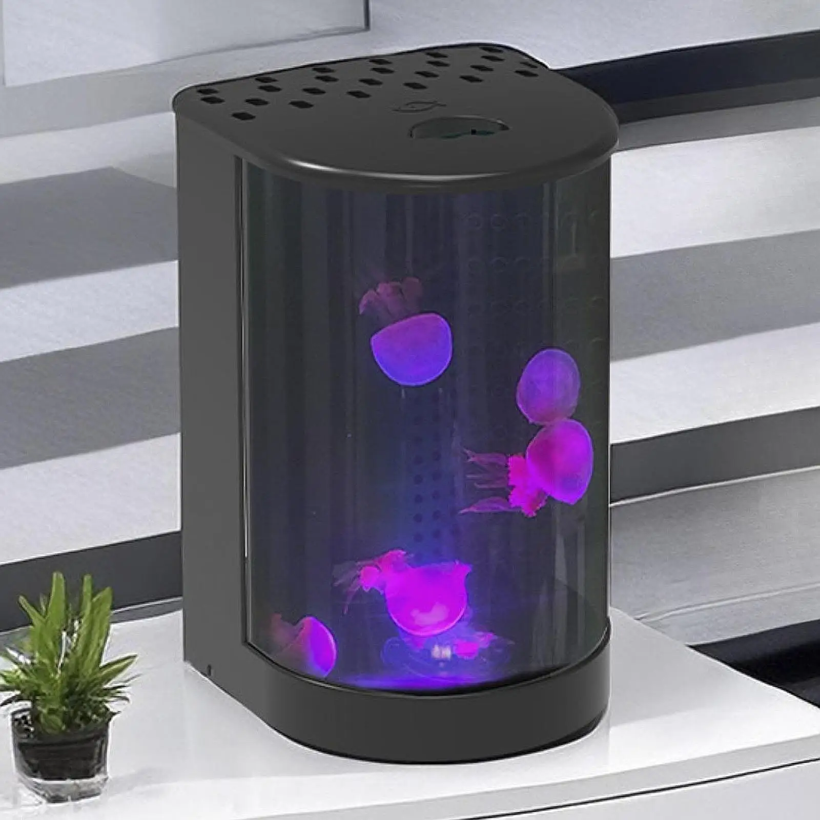 Jellyfish Fish Tank Table Ornament Atmosphere with Water Filter Sponge Colorful Jellyfish Lamp Jellyfish Night Light Tank 2.8L